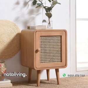 Nakas kayu jati pintu rotan terbaik nakas finishing natural nataliving furniture