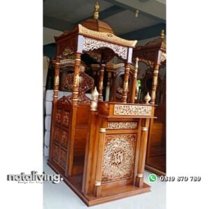 Mimbar masjid tiang depan kayu jati mimbar kubah masjid agung kaligrafi terlaris - DP nataliving furniture