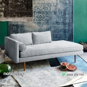 Sofa santai terbaru kain bludru bangku sofa kayu jati nataliving furniture