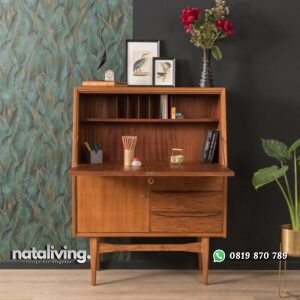 Bufet minimalis kayu jati rak buku retro terbaru nataliving furniture