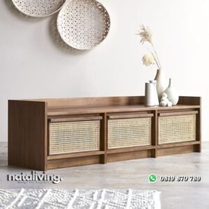 Bufet kayu jati tpk pintu rotan motif terbaru lemari tv terbaik nataliving furniture