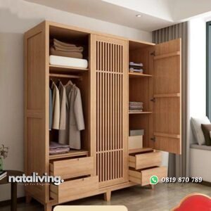 Almari pakaian dengan laci lemari baju modern minimalis nataliving furniture