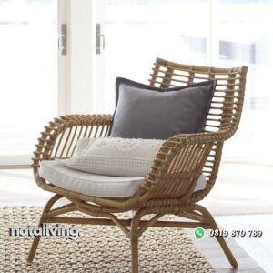 Kursi santai rotan alami dudukan busa kursi rotan terbaru nataliving furniture