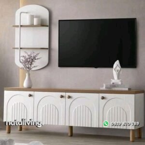 Bufet tv duco kombinasi natural meja tv jati modern mewah nataliving furniture
