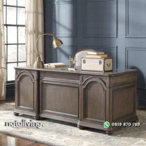 Meja kantor terbaru meja kerja kayu jati finishing terbaik nataliving furniture
