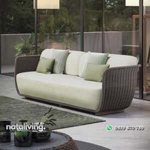 Sofa santai rotan sintetis busa tebal sofa outdoor tebaru nataliving furniture