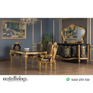 Dinner set terbaru full duco gold set meja makan dan meja rias nataliving furniture