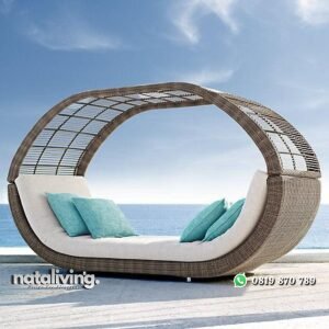 Daybed rotan sintetis jumbo daybed bantalan tebal nataliving furniture