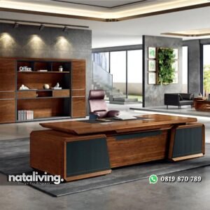 Meja kantor kayu jati modern meja direksi dengan laci terbaik nataliving furniture