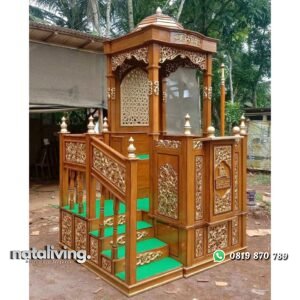 Mimbar masjid tangga full ukiran mimbar tingkat kubah terbaru - DP nataliving furniture