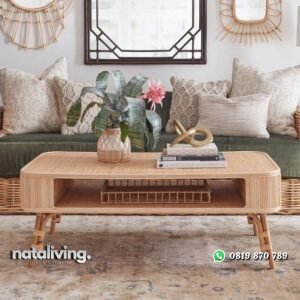 Meja tamu rotan alami modern meja sofa terbaru nataliving furniture