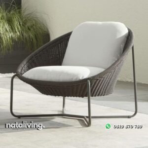 Kursi santai rotan sintetis kaki besi dudukan full busa nataliving furniture