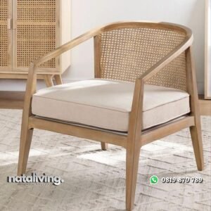 Kursi santai sandaran rotan arm chair modern kayu jati nataliving furniture