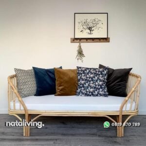 Bangku rotan alami terbaru bantalan empuk kursi tamu rotan nataliving furniture
