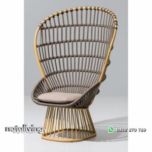 Kursi santai rotan sintetis rangka besi dudukan empuk nataliving furniture