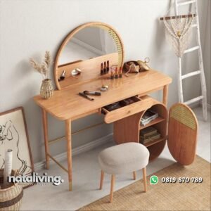 Meja rias terbaru dengan kombinasi rotan alami meja rias kekinian nataliving furniture