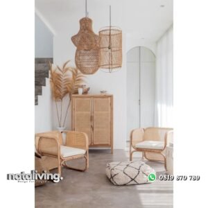 Set ruang tamu bahan full rotan alami almari rotan terbaru nataliving furniture