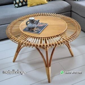 Coffe table rotan sintetis meja rotan motif teebaik nataliving furniture