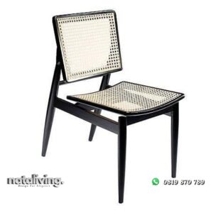 Kursi cafe kayu jati dudukan dan sandaran rotan alami nataliving furniture