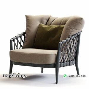 Kursi santai rajut rangka aluminium kursi dudukan busa nataliving furniture