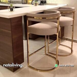Kursi bar stainless gold terbaru bar stool kain bludru nataliving furniture