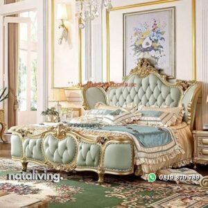 Dipan ukir finishing putih jok hijau custom nataliving furniture