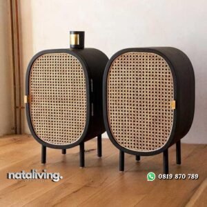 Nakas kayu jati kombinasi rotan alami nakas terbaru nataliving furniture