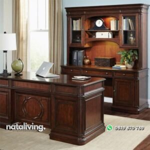 Meja direksi dan almari kayu jati meja kantor terbaik nataliving furniture