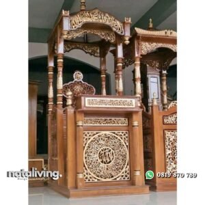 Mimbar masjid kubah kaligrafi mimbar kayu jati kereta - DP nataliving furniture