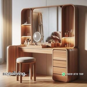 Meja rias elegan kayu jati tebal meja rias cermin besar nataliving furniture