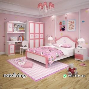 Set kamar tidur motif hello Kitty finishing duco terbaik nataliving furniture