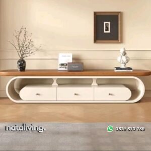 Buffet tv panjang duco kombinasi natural meja tv elegan nataliving furniture
