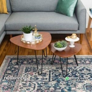 Meja marble terbaru rangka besi beton top kayu jati nataliving furniture