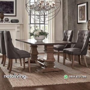Set meja makan mewah kursi makan full jok terbaru nataliving furniture