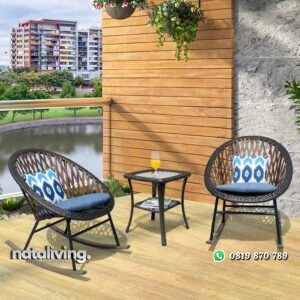 Kursi teras goyang rotan sintetis terbaru kaki besi nataliving furniture