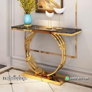 Meja konsul marmer kaki stainless gold console table terbaik nataliving furniture