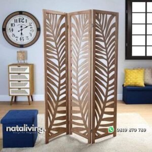 Sketsel kayu jati terbaru penyekat ruangan motif elegan nataliving furniture