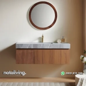 ATARO Wastafel Gantung Laci Minimalis Modern Kayu Jati nataliving furniture