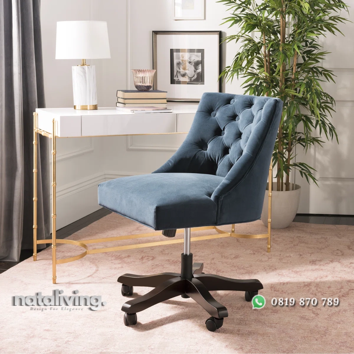 Abberyl Kursi Kerja Kantor Kain Beludru Minimalis nataliving furniture 1 Abberyl Kursi Kerja Kantor Kain Beludru Minimalis nataliving furniture 1