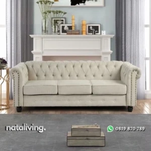 Adelina Sofa Tamu Chasterfield Desain Minimalis Modern nataliving furniture