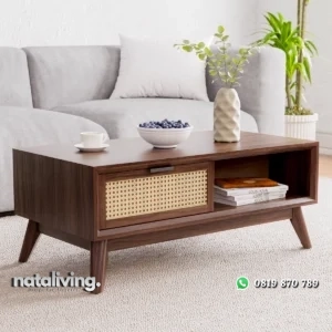 Ailia Meja Tamu Retro Rotan Desain Minimalis Terbaru nataliving furniture