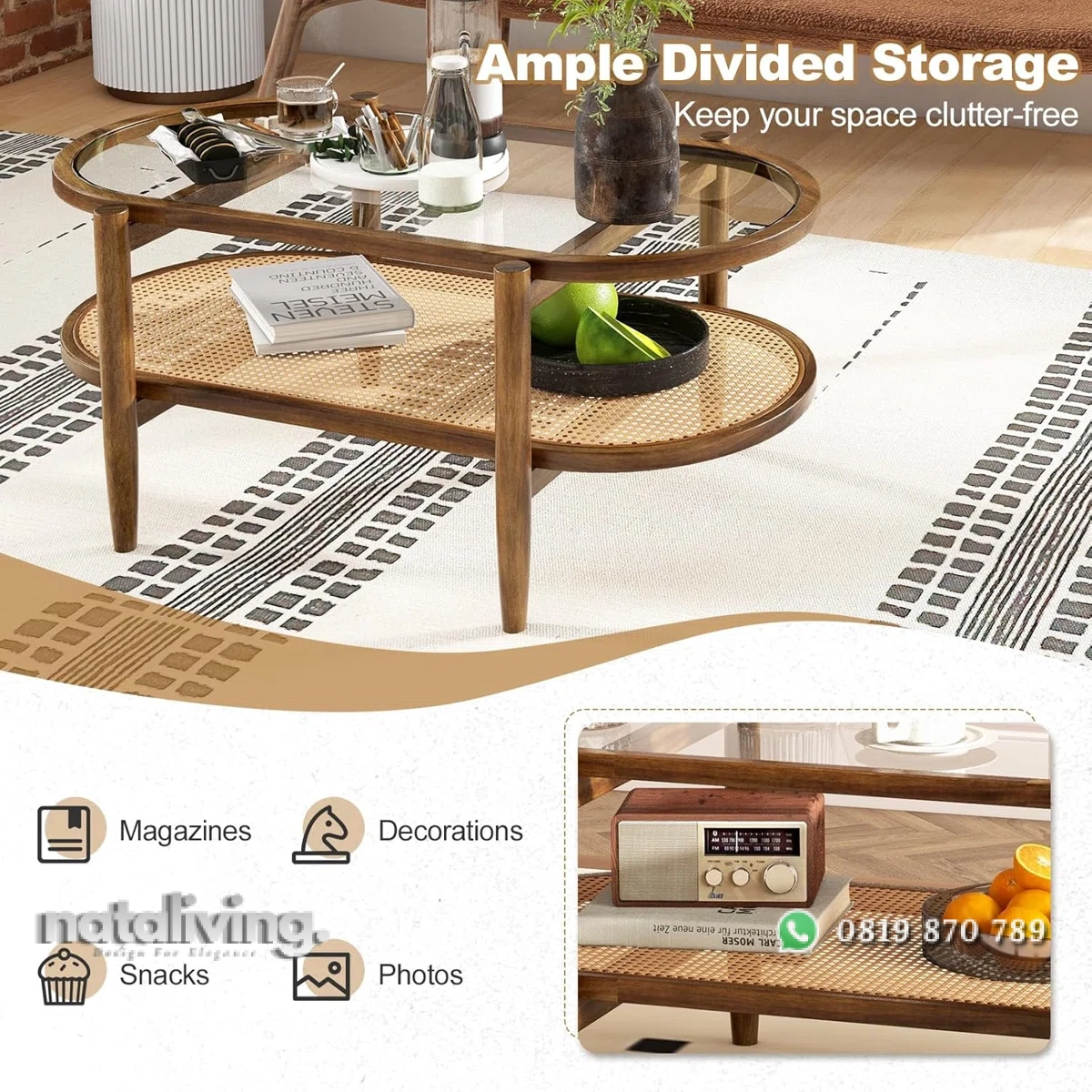 Akinola Meja Tamu Rotan Glass Desain Minimalis Terbaru nataliving furniture 2 Akinola Meja Tamu Rotan Glass Desain Minimalis Terbaru nataliving furniture 2