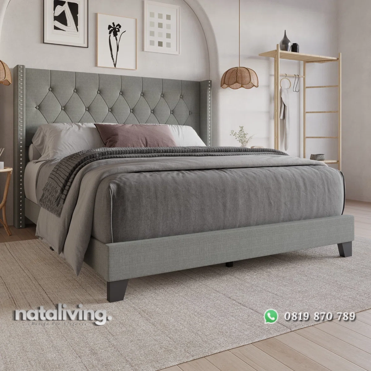 Ameire Tempat Tidur Jok Kain Canvas Desain Minimalis nataliving furniture 1 Ameire Tempat Tidur Jok Kain Canvas Desain Minimalis nataliving furniture 1