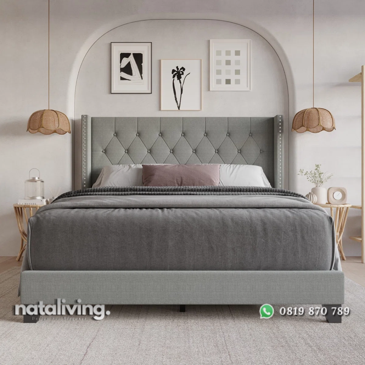 Ameire Tempat Tidur Jok Kain Canvas Desain Minimalis nataliving furniture 2 Ameire Tempat Tidur Jok Kain Canvas Desain Minimalis nataliving furniture 2