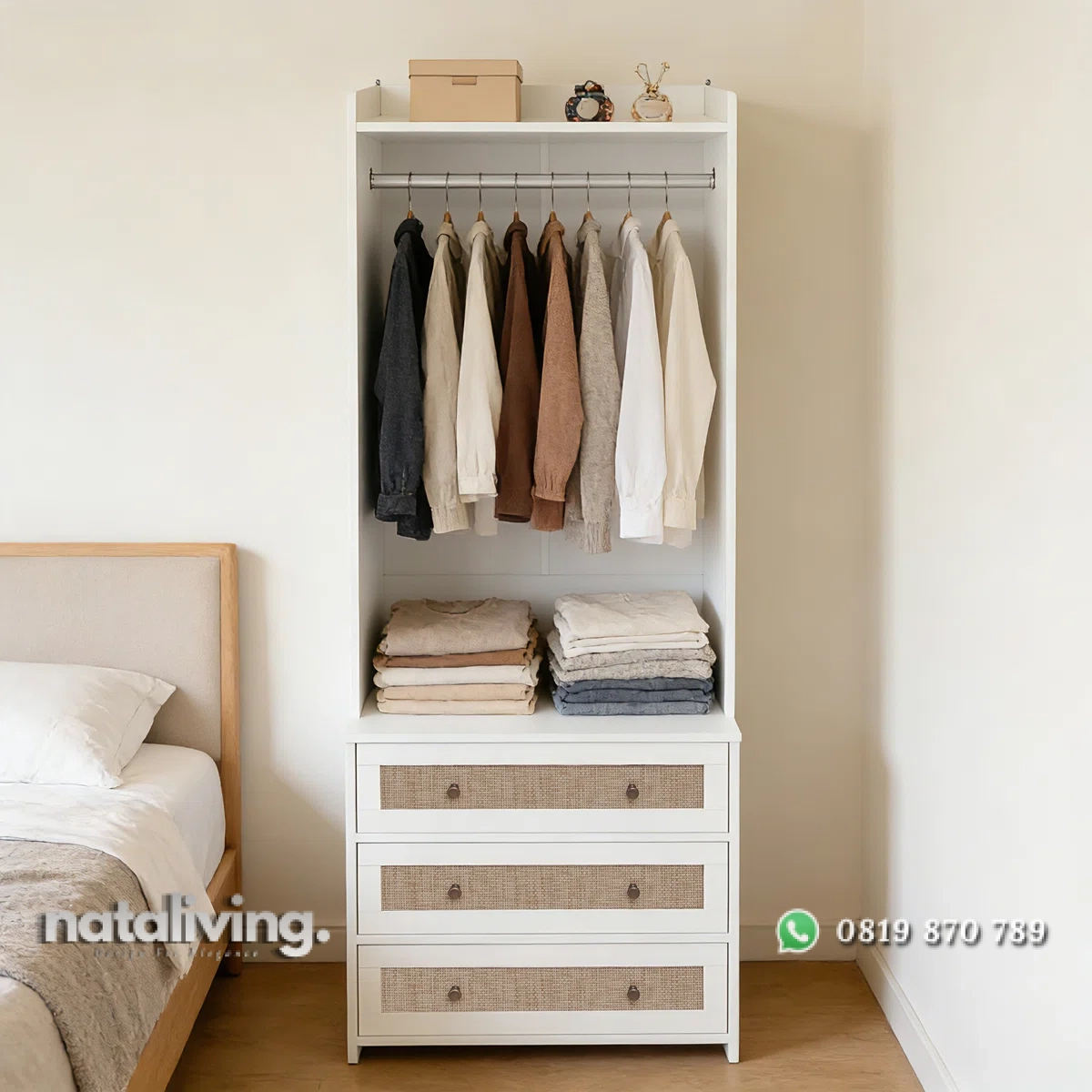 Armoira Lemari Pakaian Minimalis Cat Duco Putih nataliving furniture 1 Armoira Lemari Pakaian Minimalis Cat Duco Putih nataliving furniture 1
