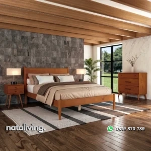Ashlie Tempat Tidur Minimalis Finishing Wood Natural nataliving furniture