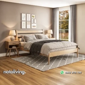 Ashlore Tempat Tidur Minimalis Kayu Jati Finishing Bleaching nataliving furniture