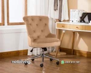 Augusta Kursi Kerja Kantor Kain Beludru Desain Scandinavian nataliving furniture