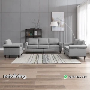 Barrel Set Sofa Tamu Scandinavian Minimalis Kain Canvas nataliving furniture