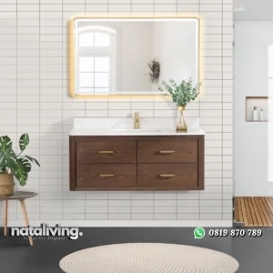CRISTO Wastafel Kamar Mandi Kayu Jati Minimalis Modern nataliving furniture